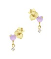 Pink Heart Silver Stud Earring STS-6343
